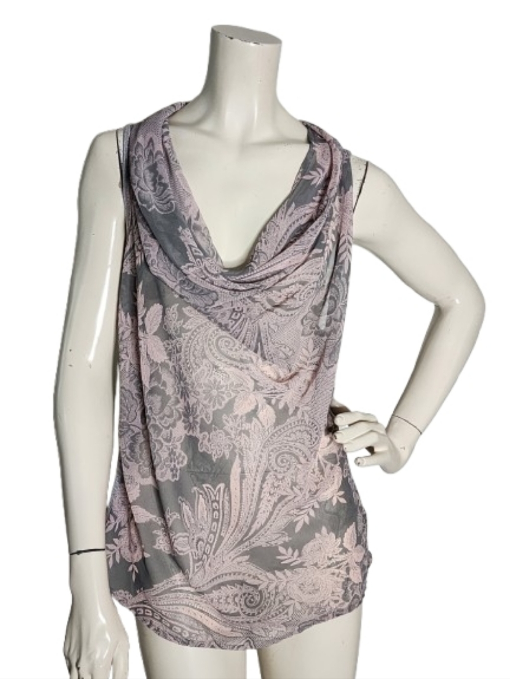 Romeo & Juliet Sleeveless Cowl Neck Top Wonen's M Pink Gray